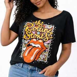 The Rolling Stones Black Graphic Tee | Cut Neck | Size Small